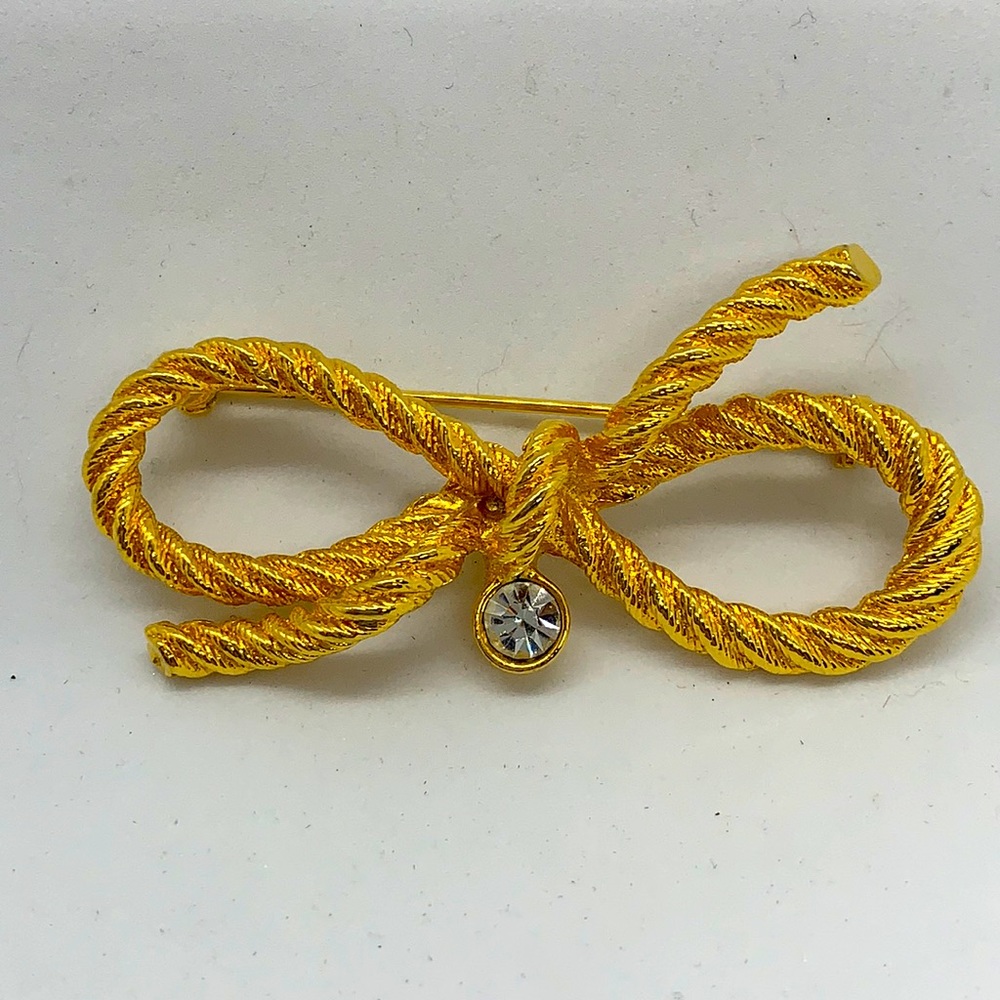 Vintage R J Graziano Gold-Tone Brooch Crystal